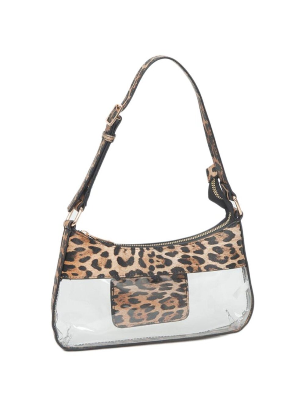 Tigerstars Leopard Faux Leather Transparent Shoulder Handbag